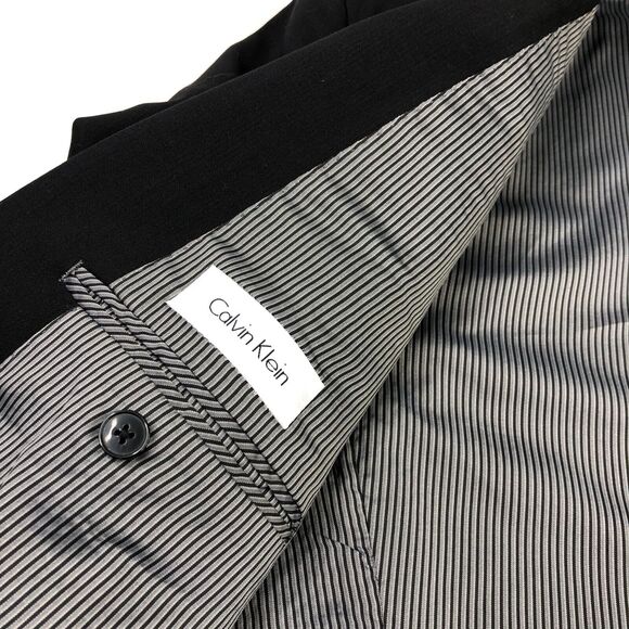 Calvin Klein 44L Wool Black Men's Two Button Blazer Jacket Suit Jacket MINT - Picture 14 of 15